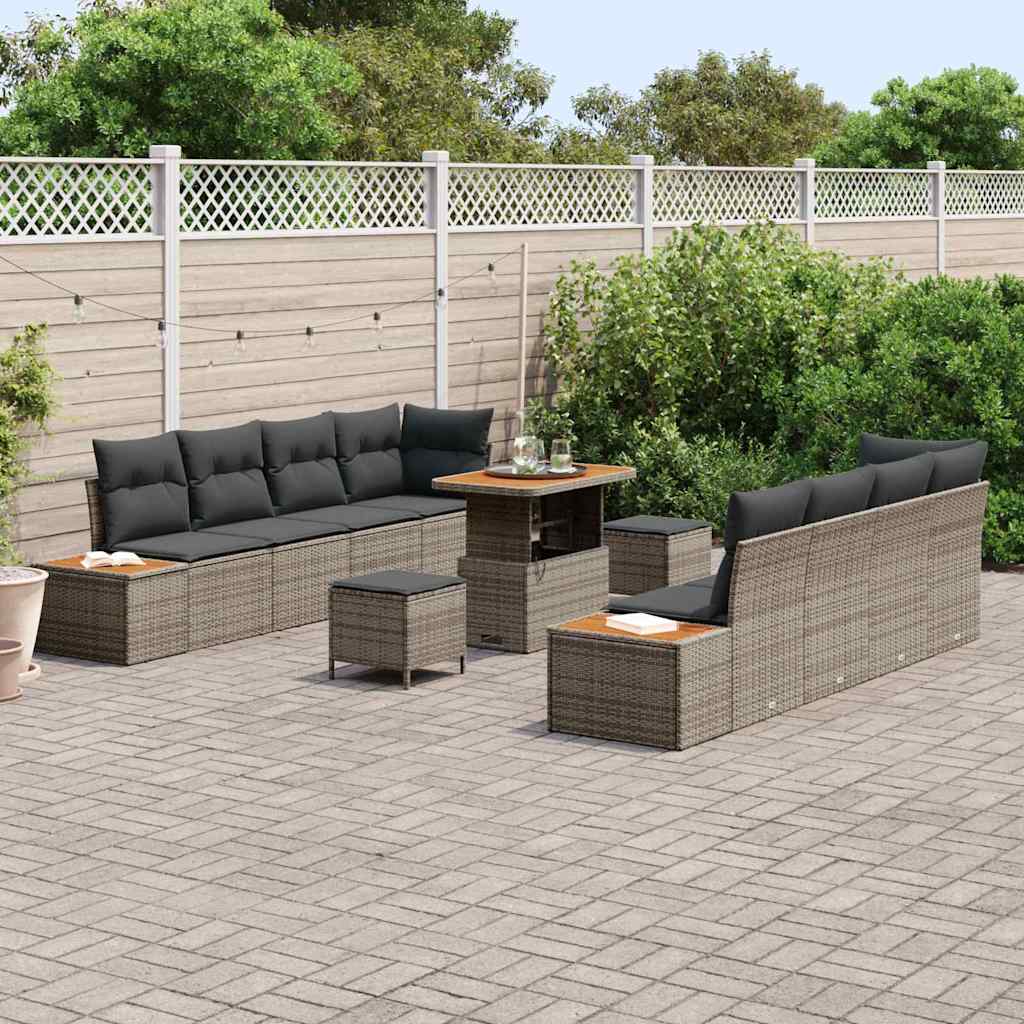 Tuinbankenset met kussen met opslag 11 pcs Grijs Poly riet is nu te koop bij PeponiXL, paradijselijk wonen!