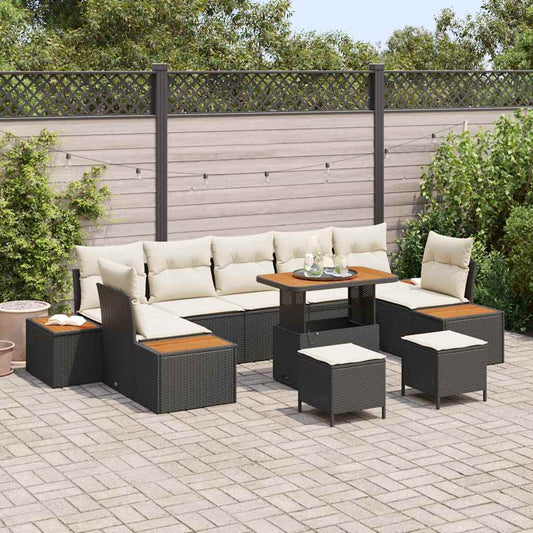 Tuinbankenset met kussen met opslag 10 pcs Zwart Poly riet is nu te koop bij PeponiXL, paradijselijk wonen!