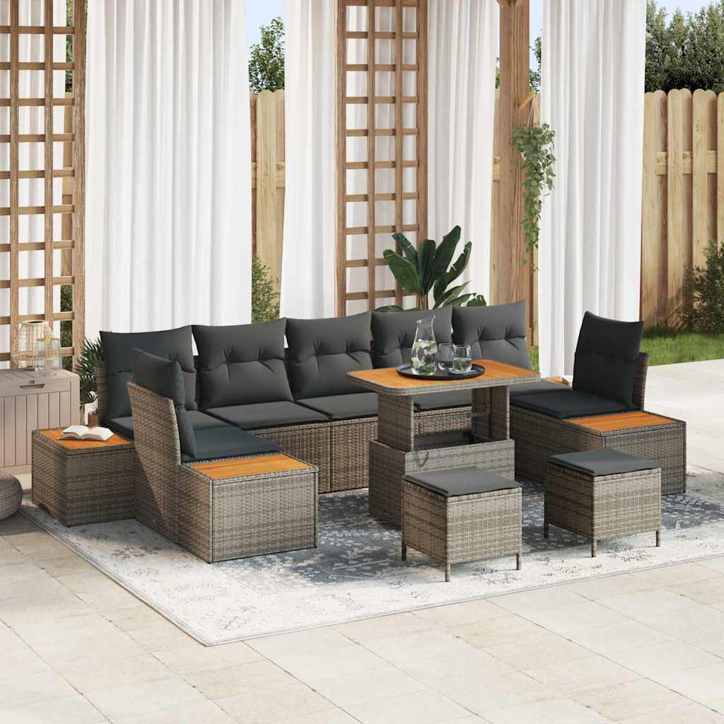 Tuinbankenset met kussen met opslag 10 pcs Grijs Poly riet is nu te koop bij PeponiXL, paradijselijk wonen!