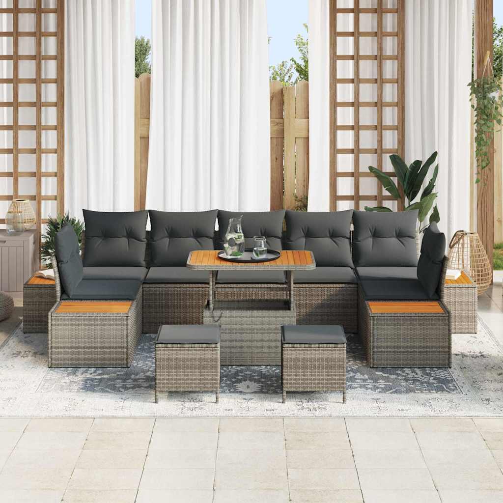 Tuinbankenset met kussen met opslag 10 pcs Grijs Poly riet is nu te koop bij PeponiXL, paradijselijk wonen!