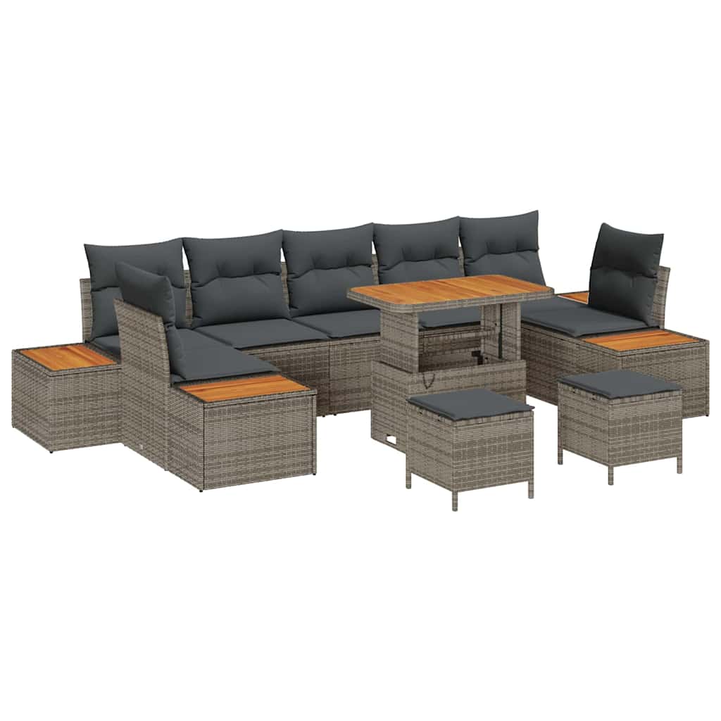 Tuinbankenset met kussen met opslag 10 pcs Grijs Poly riet is nu te koop bij PeponiXL, paradijselijk wonen!