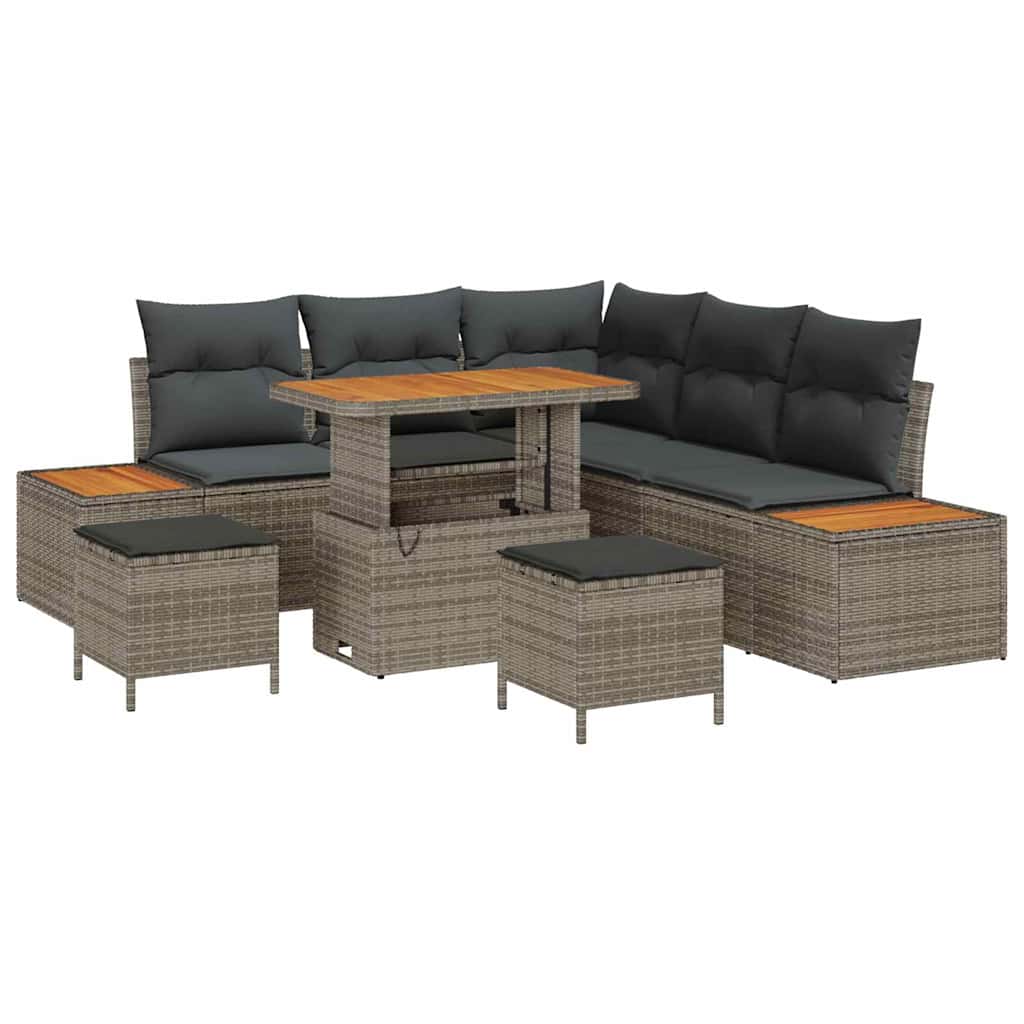 Tuinbankenset met kussen met opslag 8 pcs Grijs Poly riet is nu te koop bij PeponiXL, paradijselijk wonen!