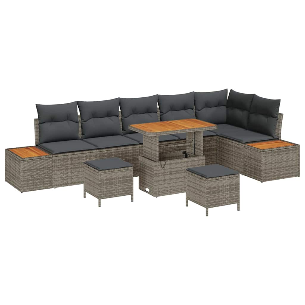 Tuinbankenset met kussen met opslag 9 pcs Grijs Poly riet is nu te koop bij PeponiXL, paradijselijk wonen!