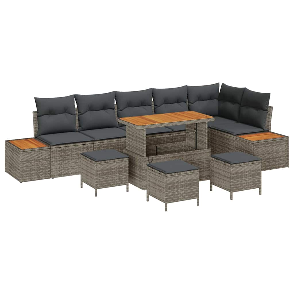 Tuinbankenset met kussen met opslag 10 pcs Grijs Poly riet is nu te koop bij PeponiXL, paradijselijk wonen!
