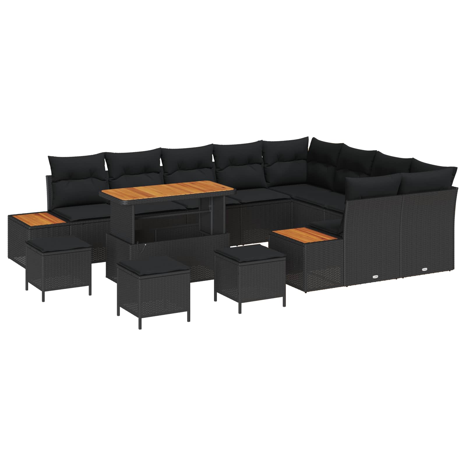 Tuinbankenset met kussen met opslag 13 pcs Zwart Poly riet is nu te koop bij PeponiXL, paradijselijk wonen!