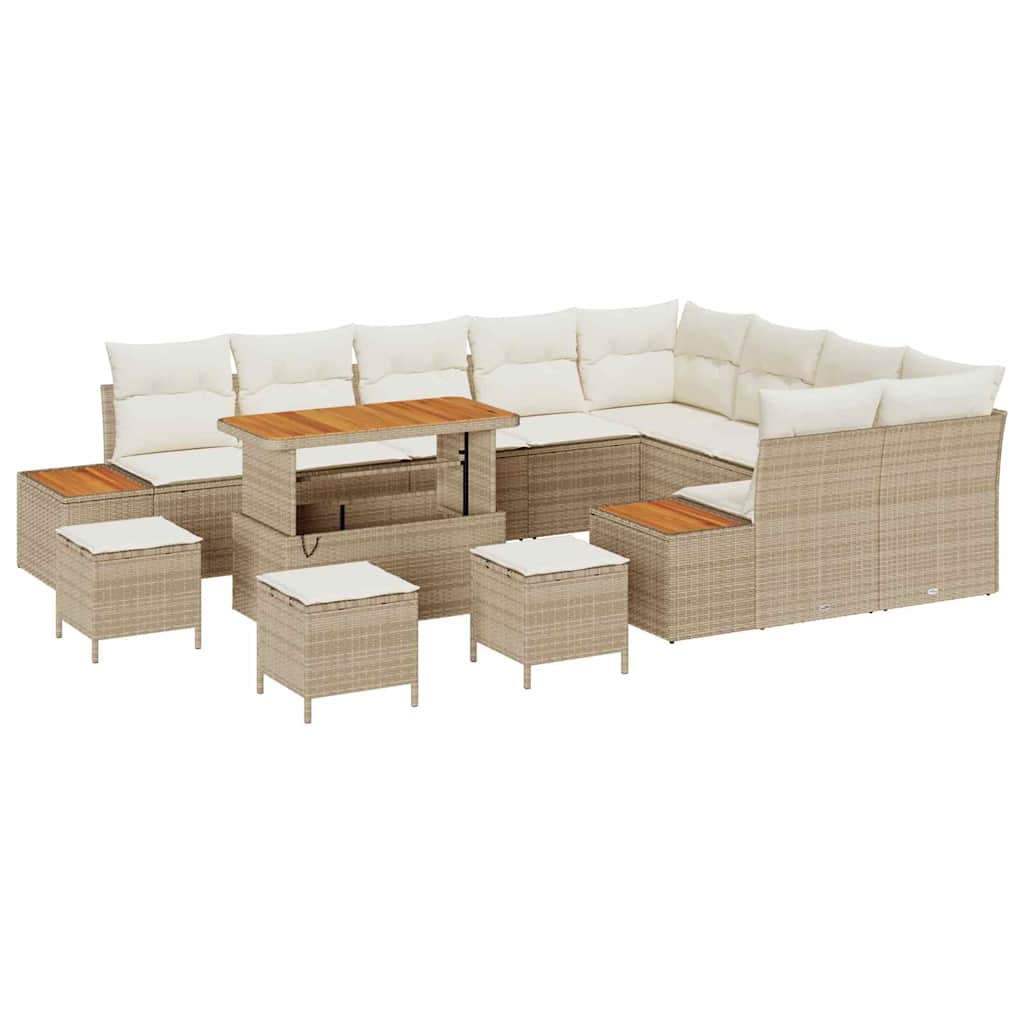 Tuinbankenset met kussen met opslag 13 pcs Beige Poly riet is nu te koop bij PeponiXL, paradijselijk wonen!