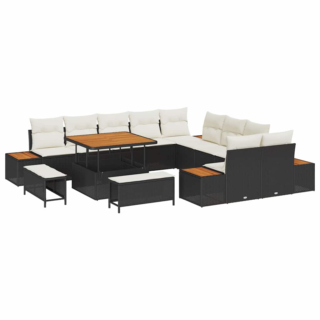 Tuinbankenset met kussen met opslag 13 pcs Zwart Poly riet is nu te koop bij PeponiXL, paradijselijk wonen!