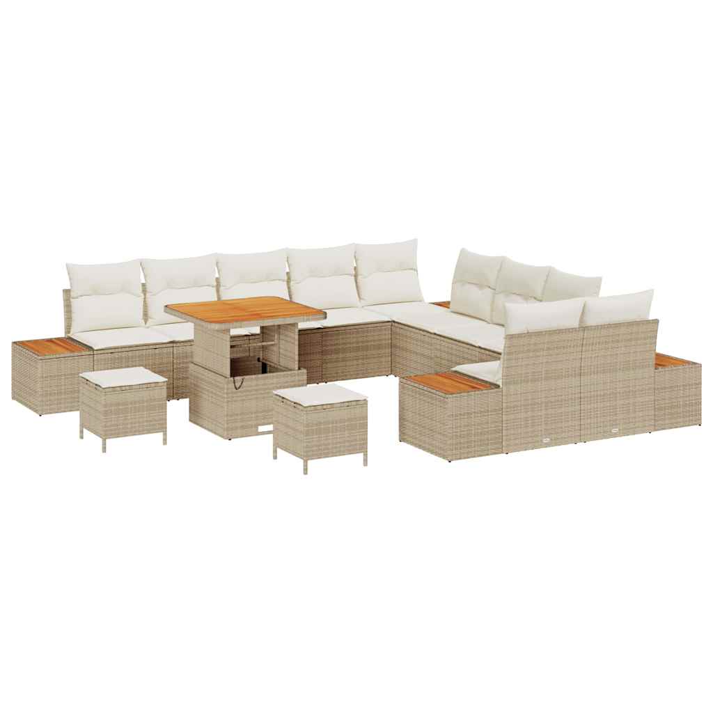 Tuinbankenset met kussen met opslag 13 pcs Beige Poly riet is nu te koop bij PeponiXL, paradijselijk wonen!