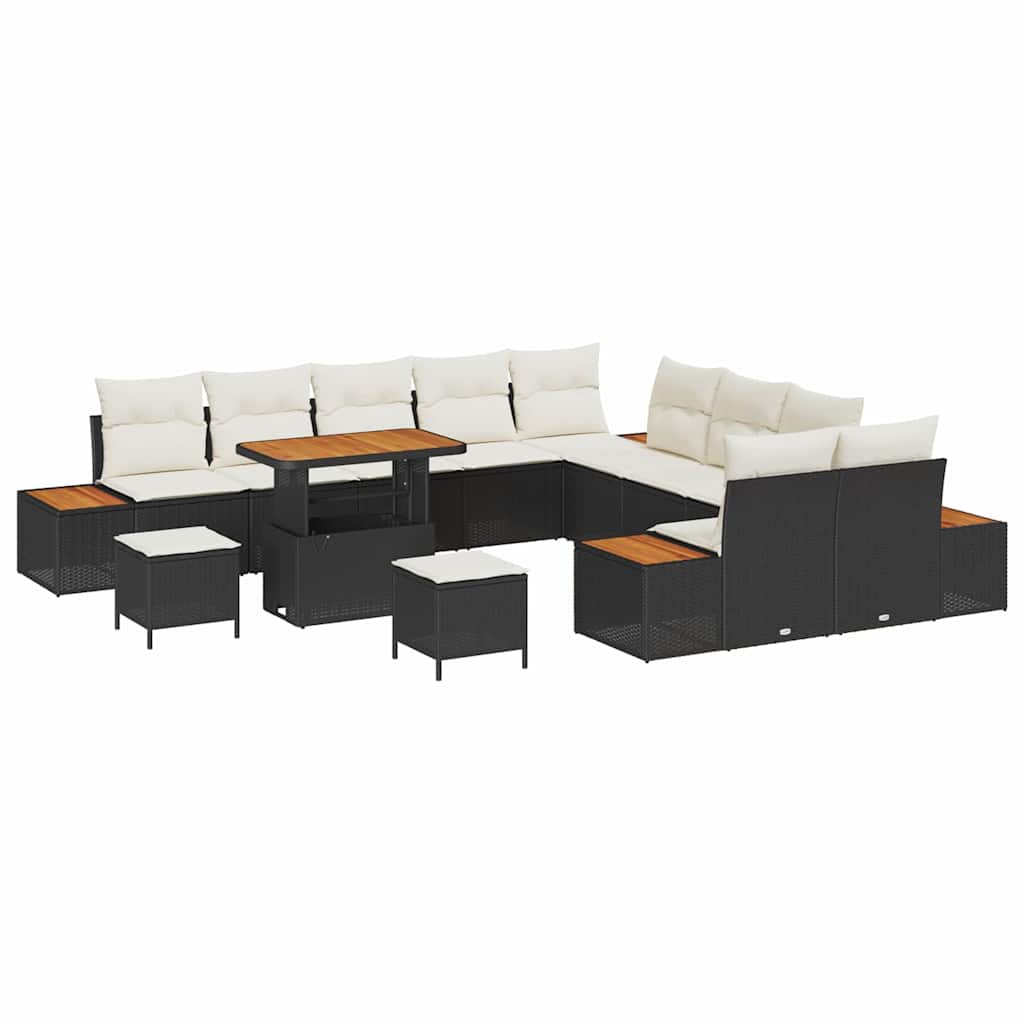 Tuinbankenset met kussen met opslag 13 pcs Zwart Poly riet is nu te koop bij PeponiXL, paradijselijk wonen!