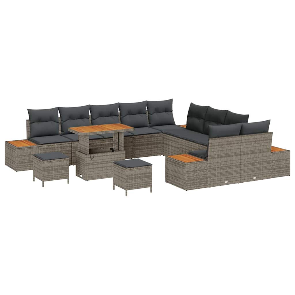 Tuinbankenset met kussen met opslag 13 pcs Grijs Poly riet is nu te koop bij PeponiXL, paradijselijk wonen!