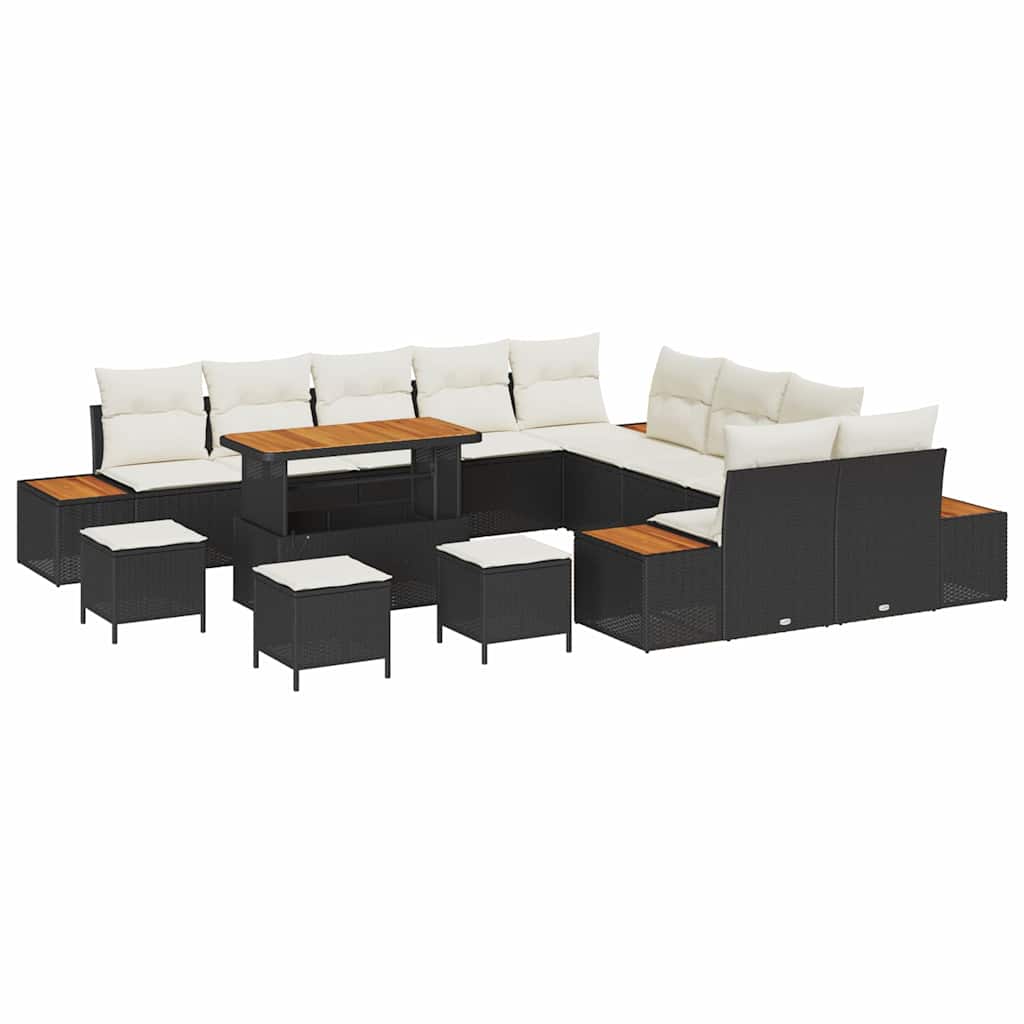 Tuinbankenset met kussen met opslag 14 pcs Zwart Poly riet is nu te koop bij PeponiXL, paradijselijk wonen!