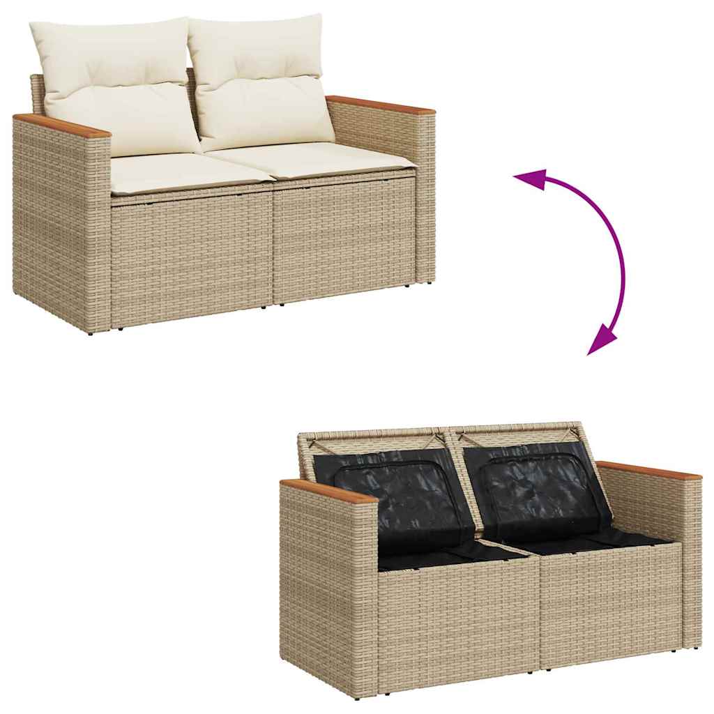 Tuinbankenset met kussen 10 pcs Beige en Crème poly rattan is nu te koop bij PeponiXL, paradijselijk wonen!