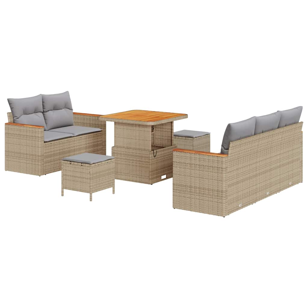 Tuinbankenset 10 pcs Beige en Licht Grijs poly rattan is nu te koop bij PeponiXL, paradijselijk wonen!