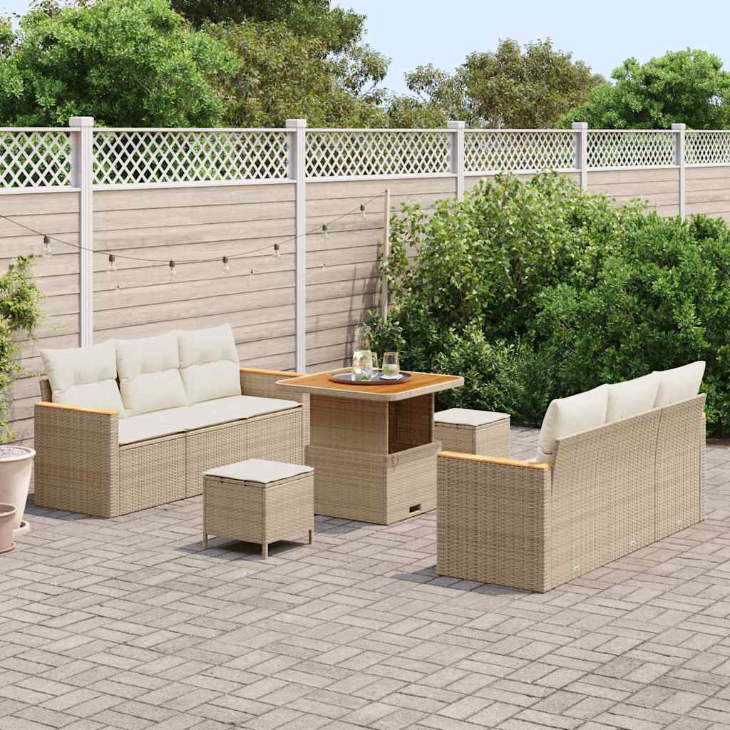Tuinbankenset met kussen 11 pcs Beige en Crème poly rattan is nu te koop bij PeponiXL, paradijselijk wonen!