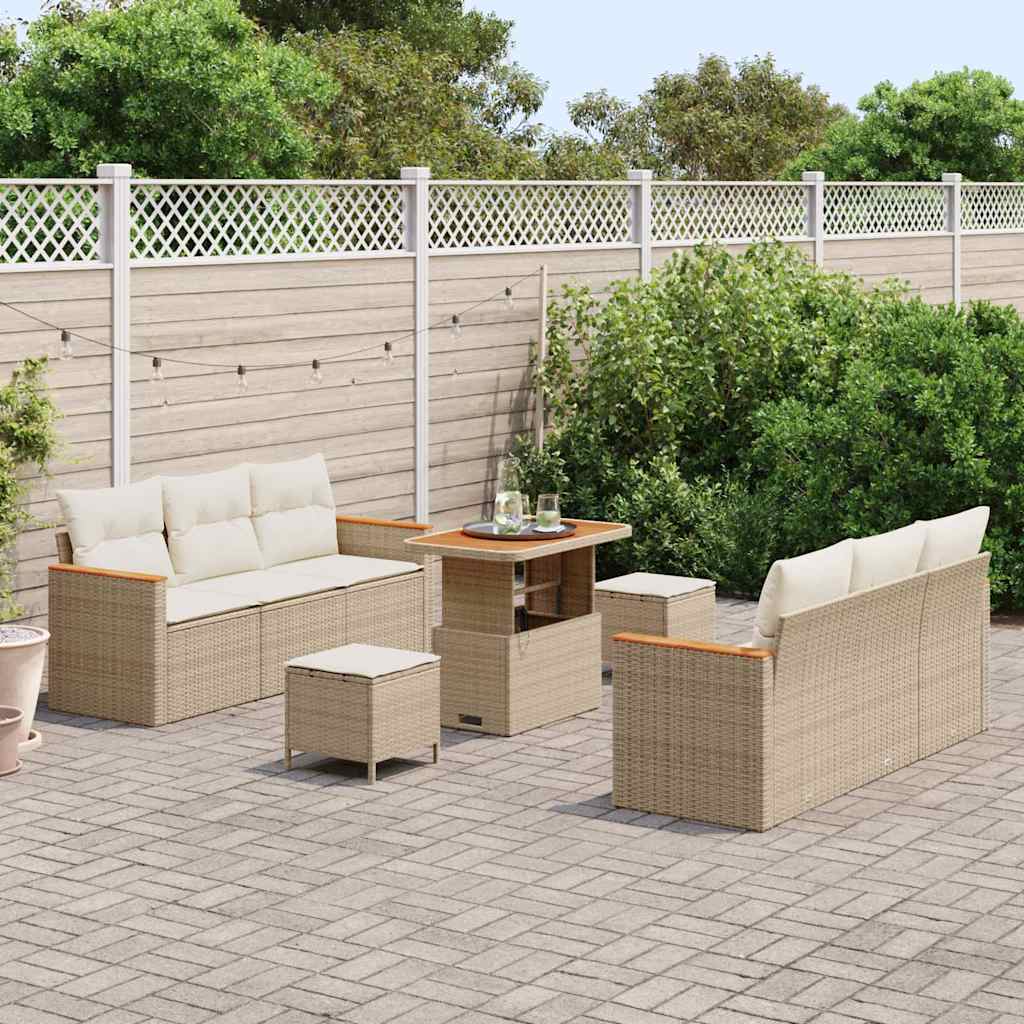 Tuinbankenset met kussen 11 pcs Beige en Crème poly rattan is nu te koop bij PeponiXL, paradijselijk wonen!