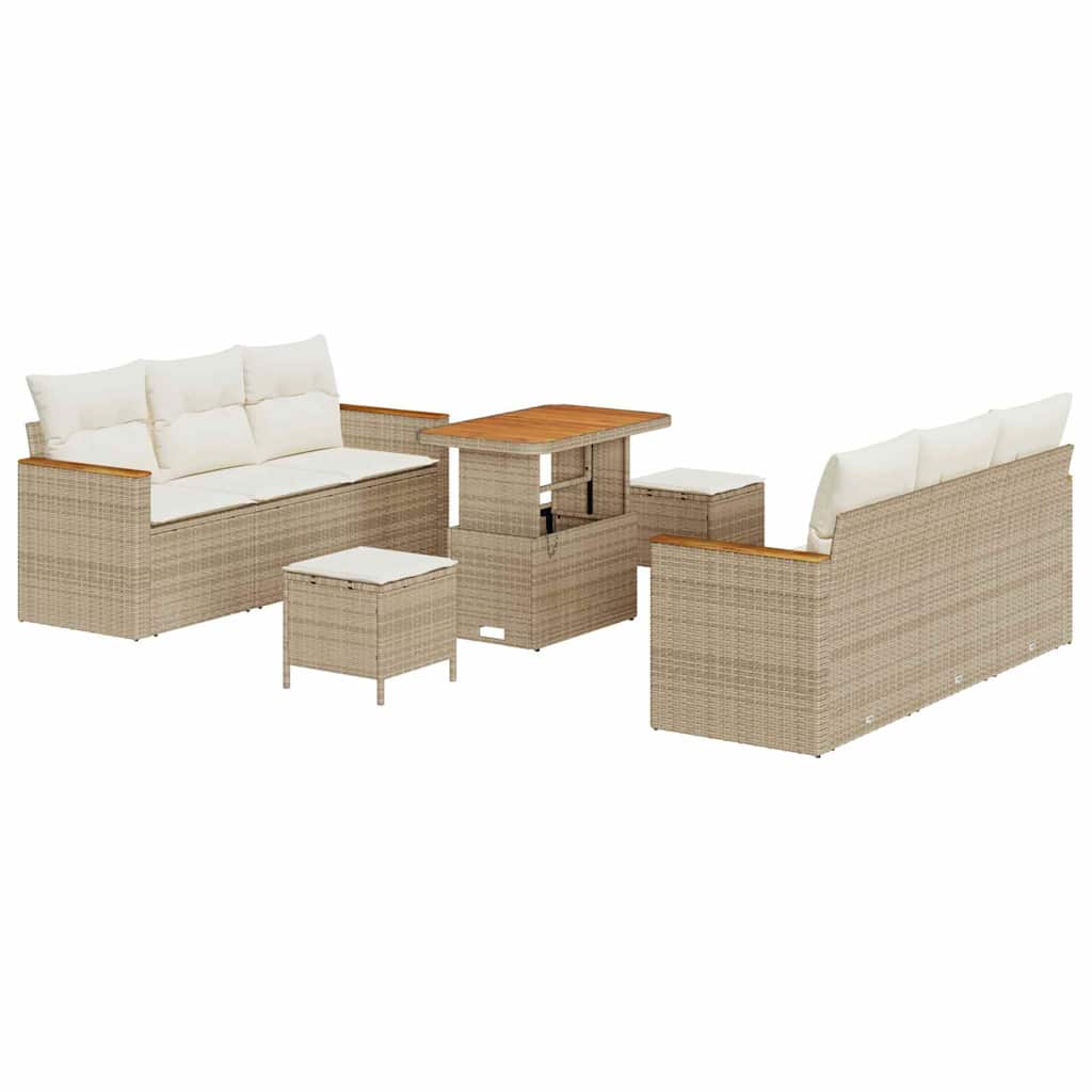Tuinbankenset met kussen 11 pcs Beige en Crème poly rattan is nu te koop bij PeponiXL, paradijselijk wonen!
