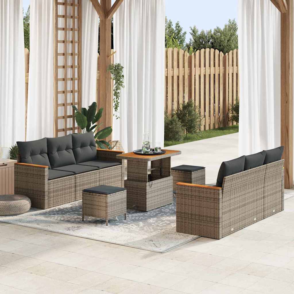 Tuinbankenset met kussen 11 pcs Grijs poly rattan is nu te koop bij PeponiXL, paradijselijk wonen!