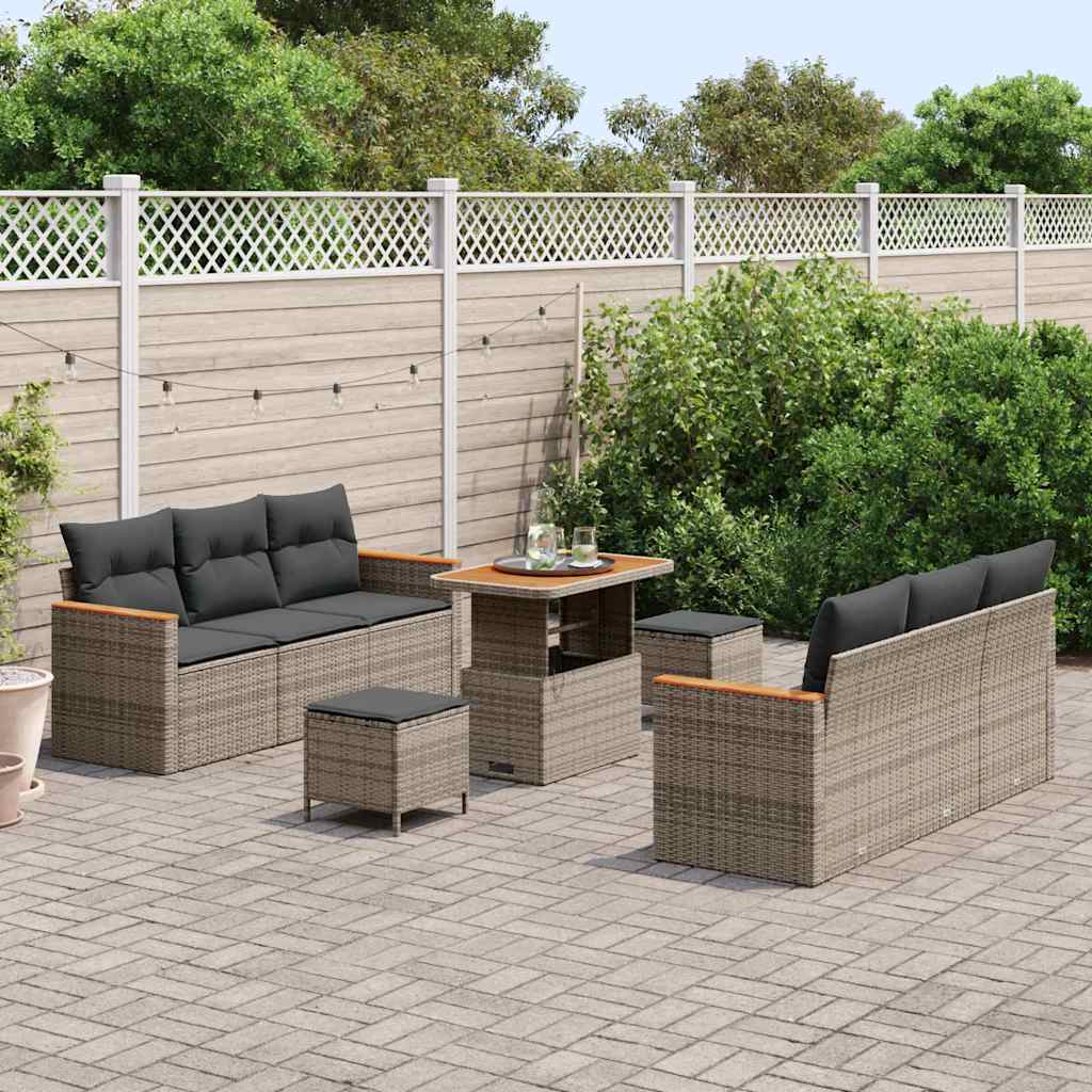 Tuinbankenset met kussen 11 pcs Grijs poly rattan is nu te koop bij PeponiXL, paradijselijk wonen!