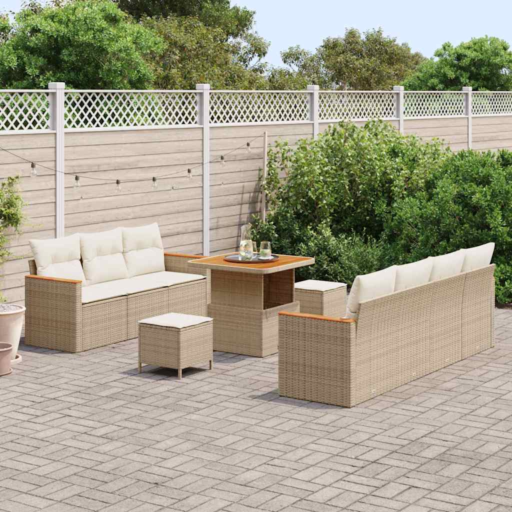 Tuinbankenset met kussen 14 pcs Beige en Crème poly rattan is nu te koop bij PeponiXL, paradijselijk wonen!