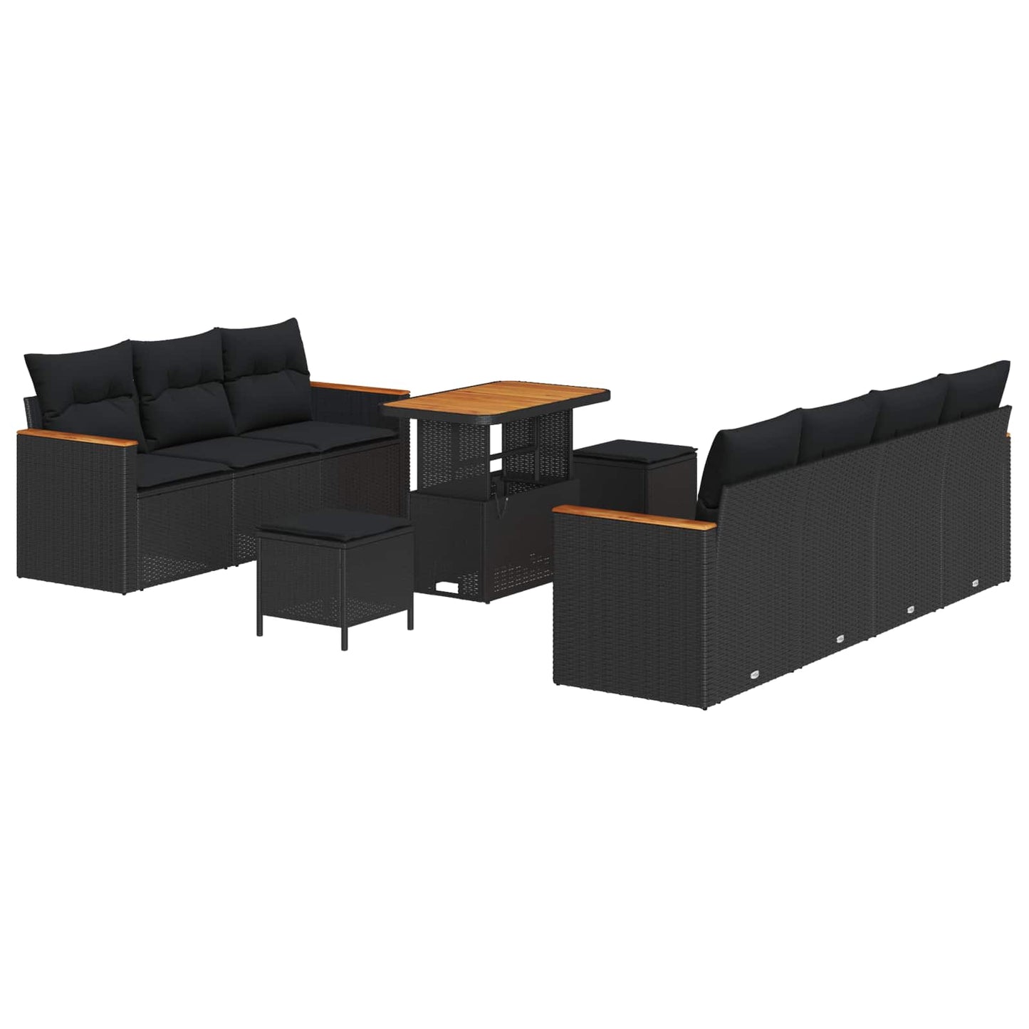 Tuinbankenset met kussen 14 pcs Zwart poly rattan is nu te koop bij PeponiXL, paradijselijk wonen!