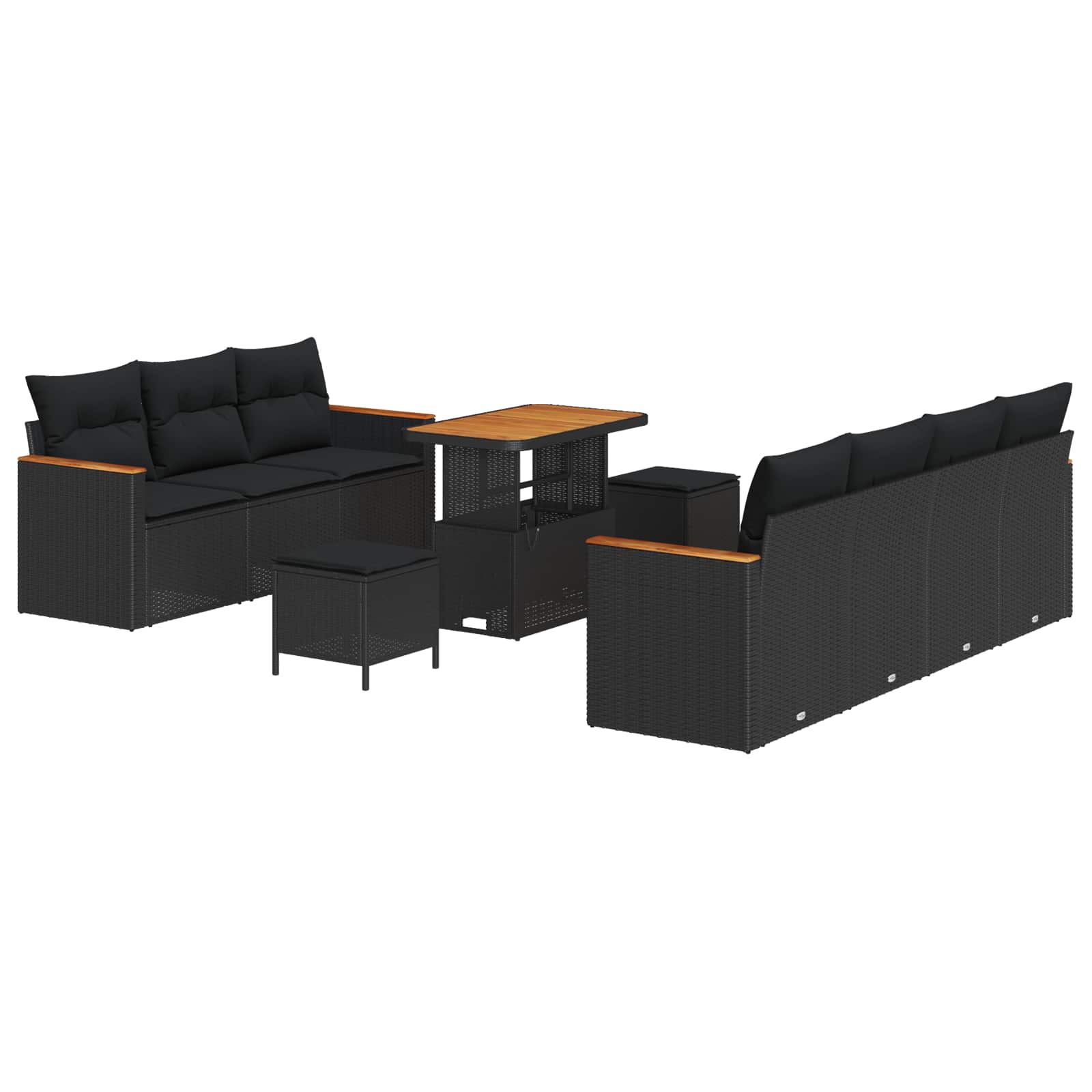 Tuinbankenset met kussen 14 pcs Zwart poly rattan is nu te koop bij PeponiXL, paradijselijk wonen!