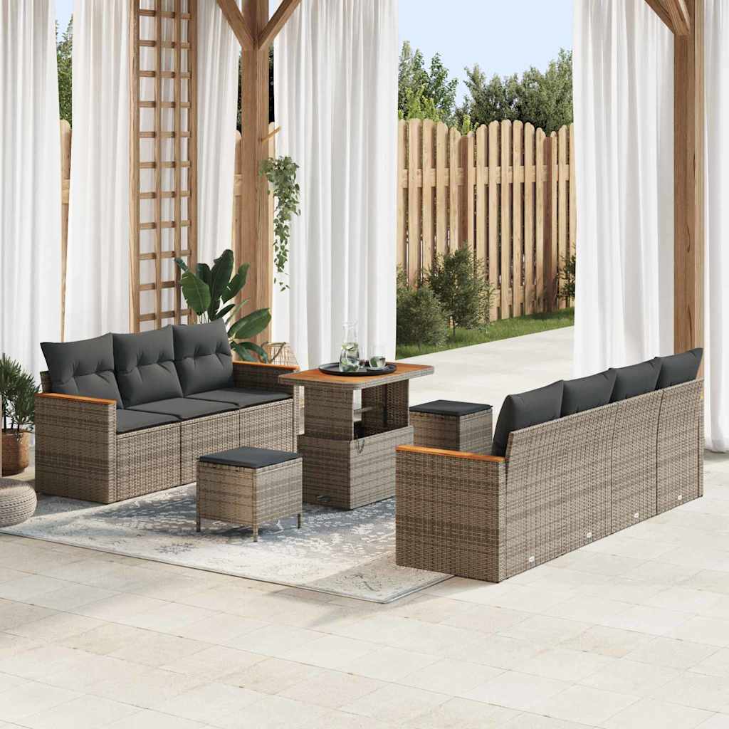 Tuinbankenset met kussen 14 pcs Grijs poly rattan is nu te koop bij PeponiXL, paradijselijk wonen!