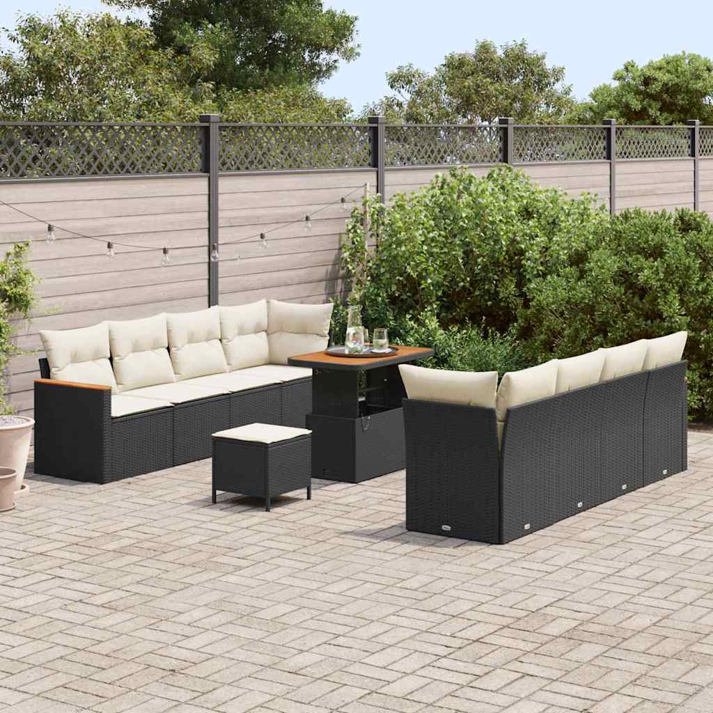 Tuinbankenset met kussen 12 pcs Zwart poly rattan is nu te koop bij PeponiXL, paradijselijk wonen!