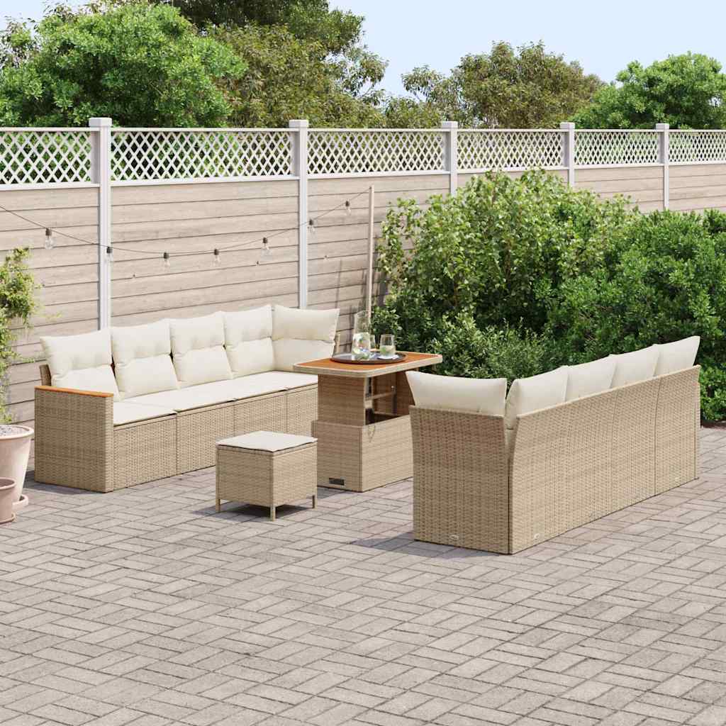 Tuinbankenset met kussen 12 pcs Beige poly rattan is nu te koop bij PeponiXL, paradijselijk wonen!
