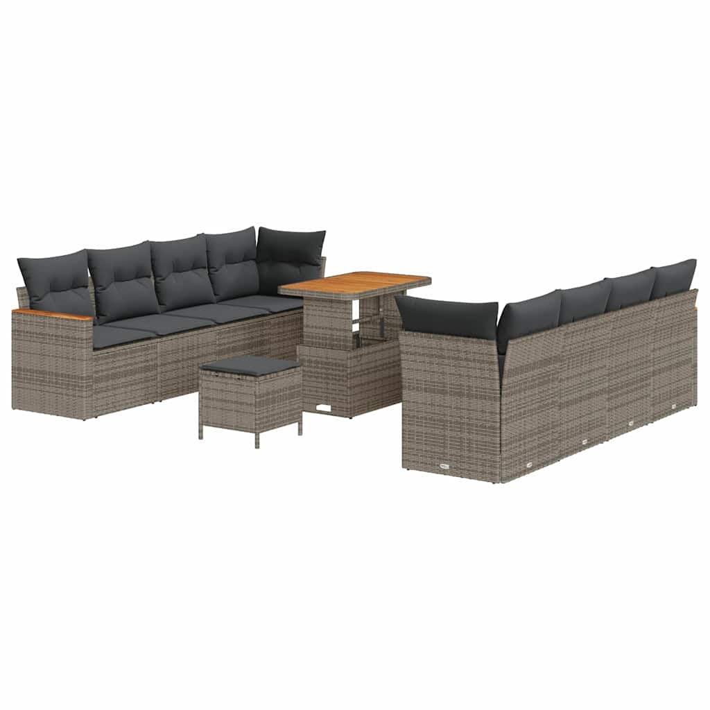 Tuinbankenset met kussen 12 pcs Grijs poly rattan is nu te koop bij PeponiXL, paradijselijk wonen!