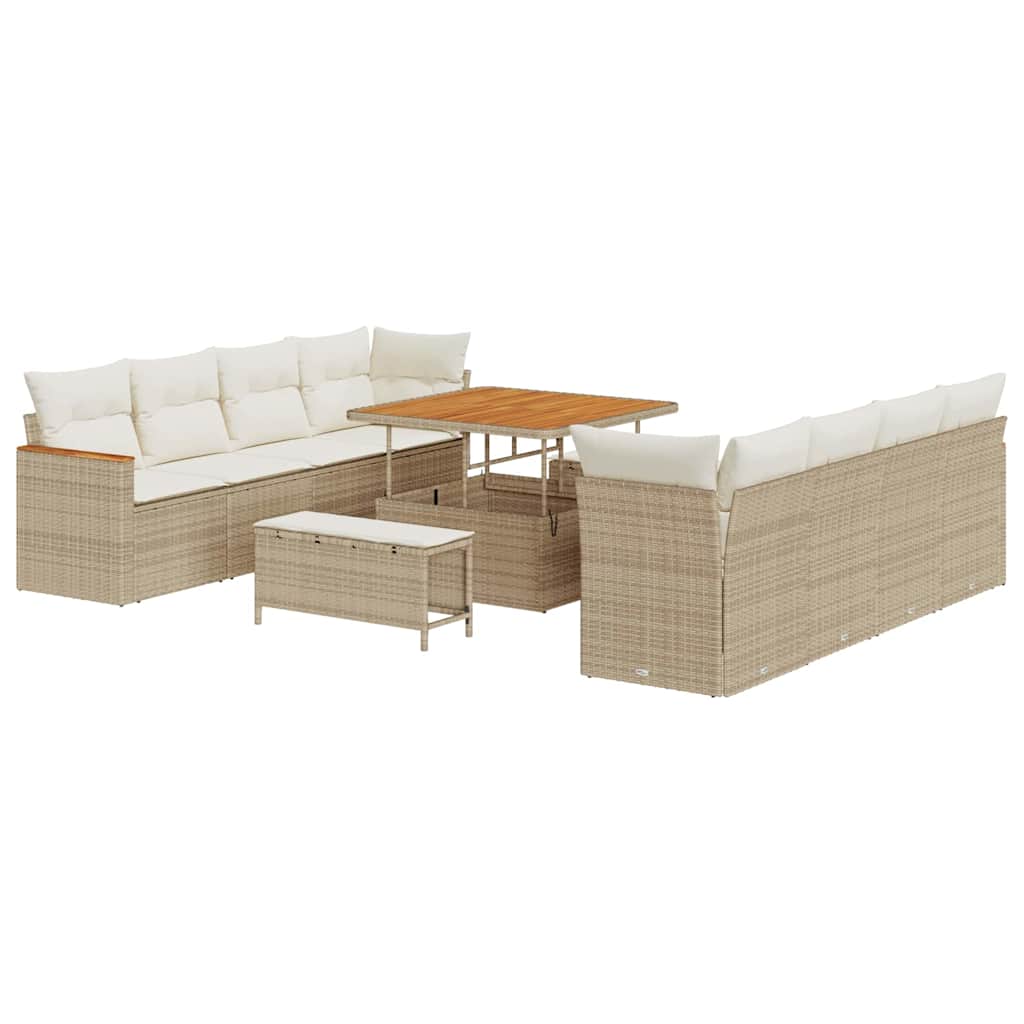 Tuinbankenset met kussen 12 pcs Beige poly rattan is nu te koop bij PeponiXL, paradijselijk wonen!
