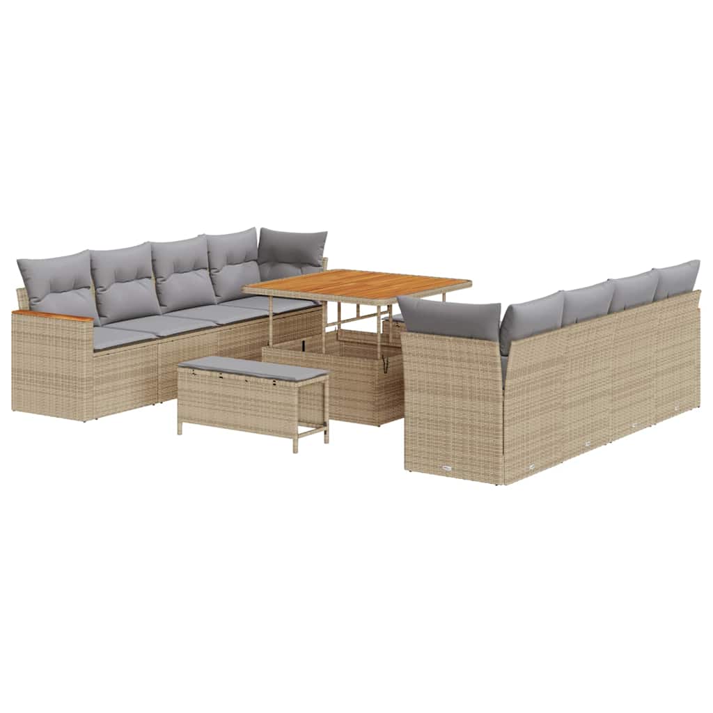 Tuinbankenset met kussen 12 pcs Beige poly rattan is nu te koop bij PeponiXL, paradijselijk wonen!