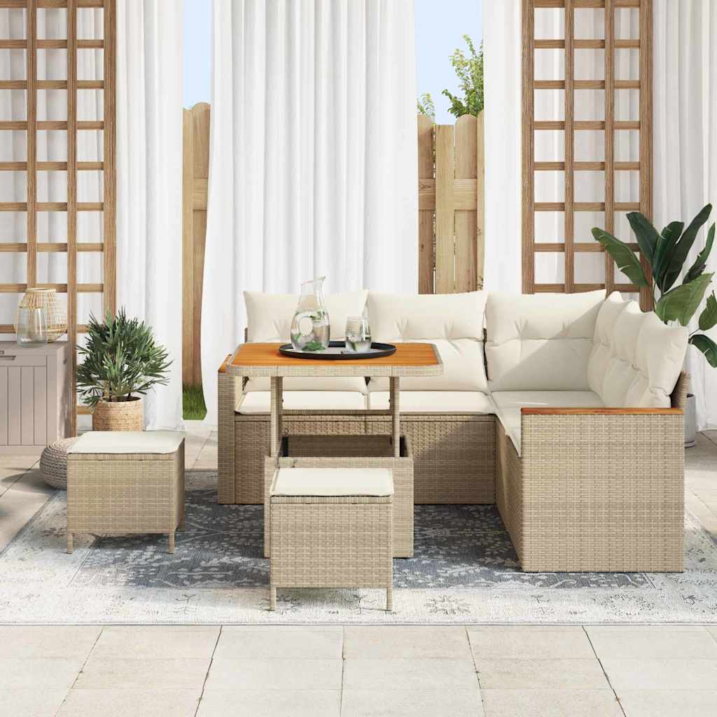 Tuin Sofa Set met kussen 8 pcs Beige Poly riet is nu te koop bij PeponiXL, paradijselijk wonen!