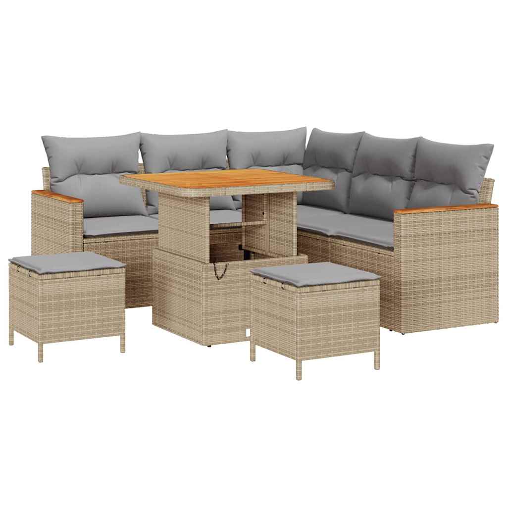 Tuin Sofa Set met kussen 8 pcs Beige Poly riet is nu te koop bij PeponiXL, paradijselijk wonen!