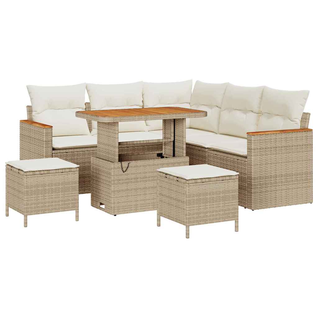 Tuin Sofa Set met kussen 8 pcs Beige Poly riet is nu te koop bij PeponiXL, paradijselijk wonen!