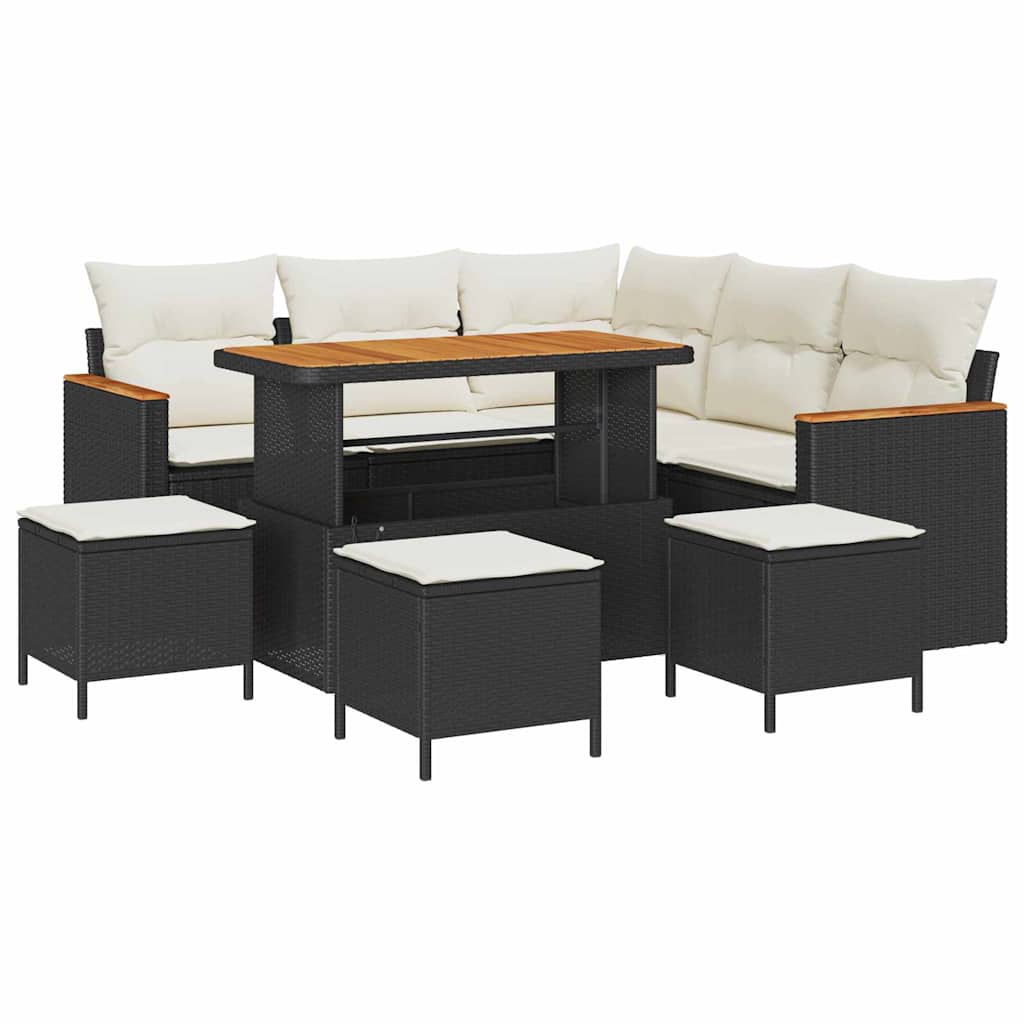 Tuin Sofa Set met kussen met opslag Zwart Poly riet is nu te koop bij PeponiXL, paradijselijk wonen!