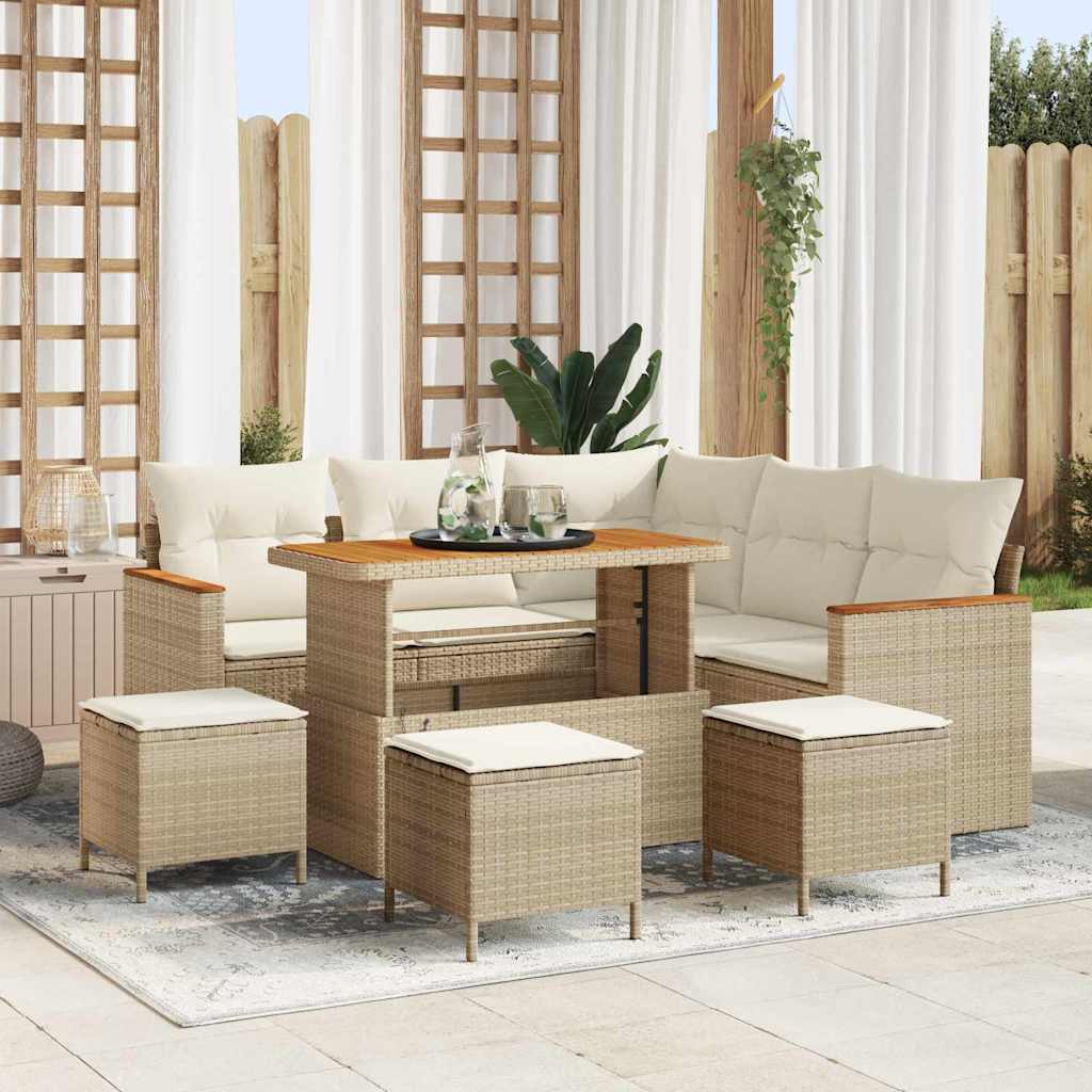 Tuin Sofa Set met kussen met opslag Beige Poly riet is nu te koop bij PeponiXL, paradijselijk wonen!