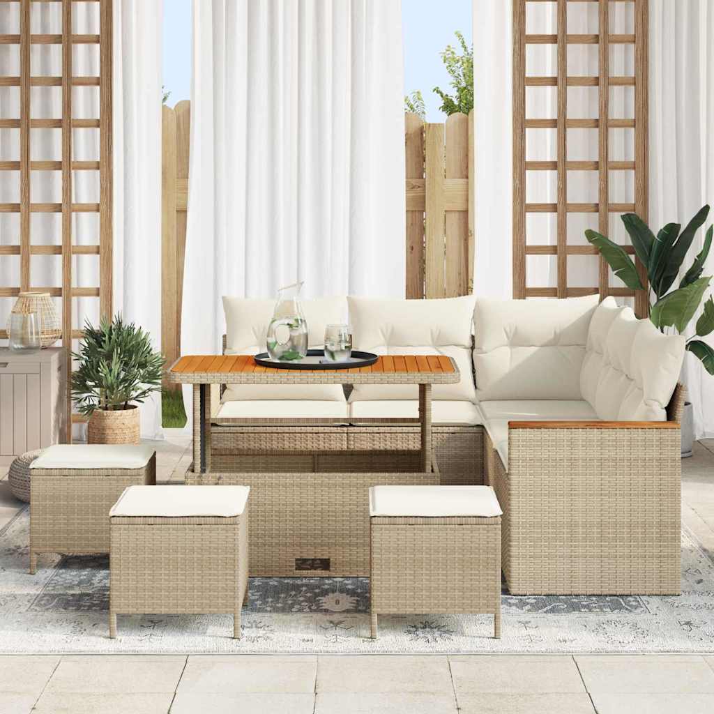 Tuin Sofa Set met kussen met opslag Beige Poly riet is nu te koop bij PeponiXL, paradijselijk wonen!