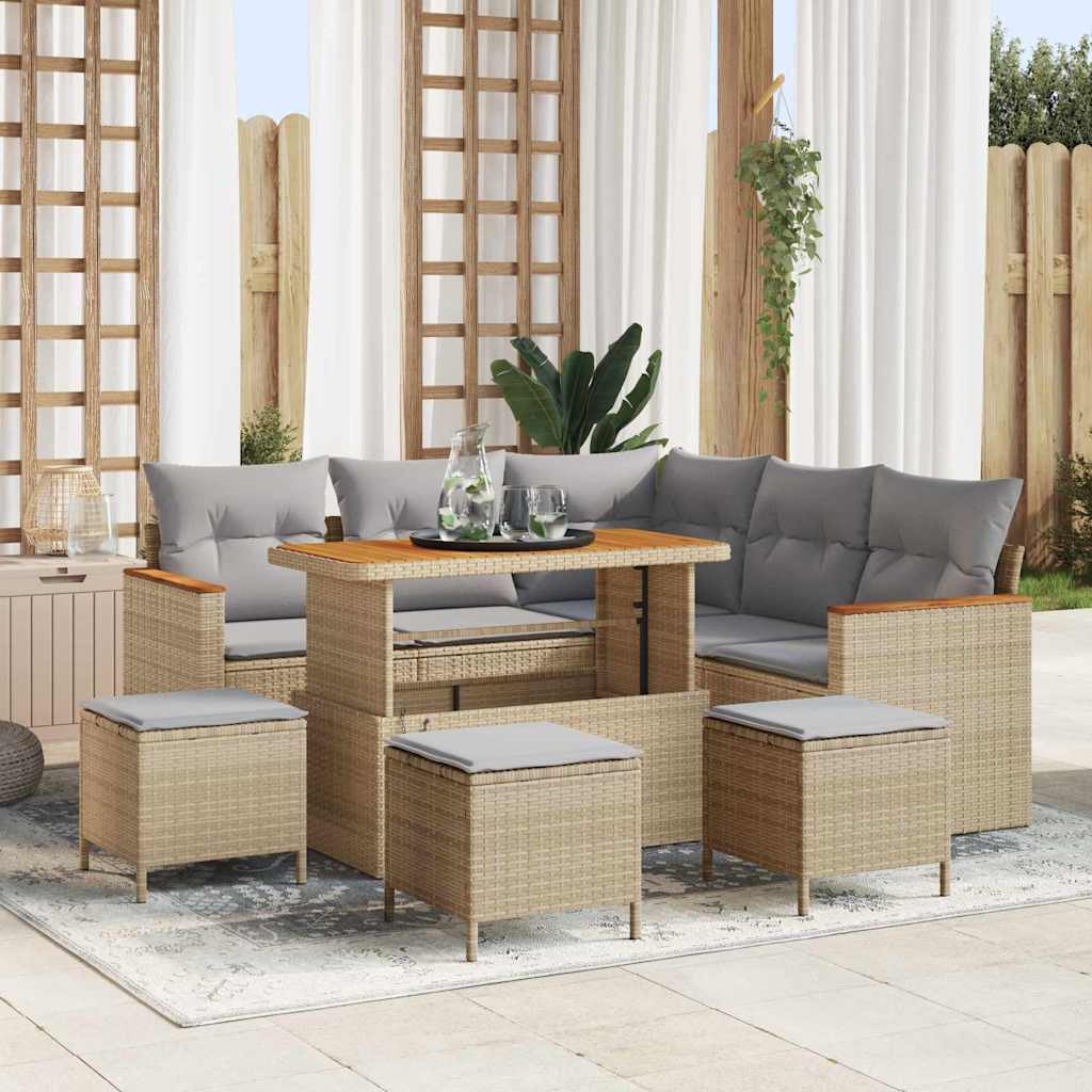 Tuin Sofa Set met kussen met opslag Beige Poly riet is nu te koop bij PeponiXL, paradijselijk wonen!