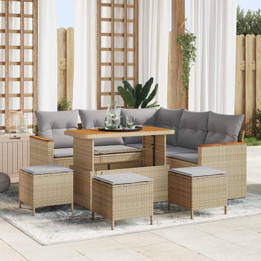 Tuin Sofa Set met kussen met opslag Beige Poly riet is nu te koop bij PeponiXL, paradijselijk wonen!