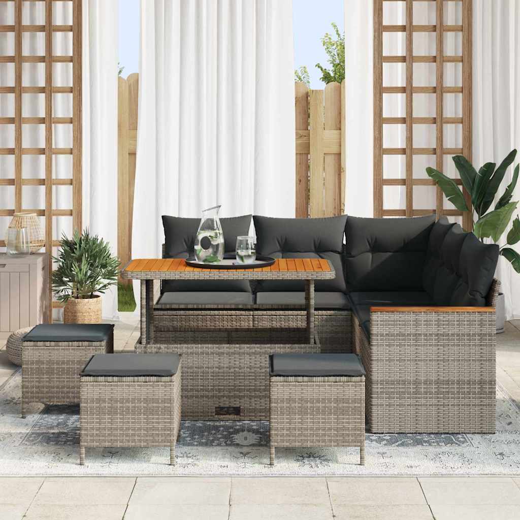 Tuin Sofa Set met kussen met opslag Grijs Poly riet is nu te koop bij PeponiXL, paradijselijk wonen!