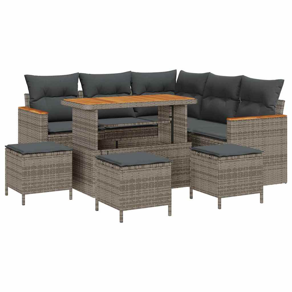 Tuin Sofa Set met kussen met opslag Grijs Poly riet is nu te koop bij PeponiXL, paradijselijk wonen!
