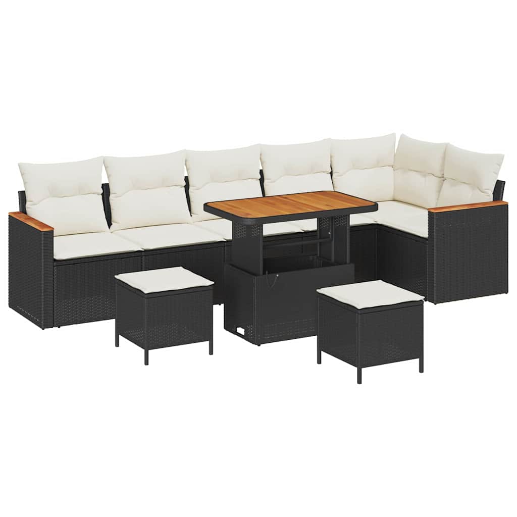 Tuin Sofa Set met kussen met opslag Zwart Poly riet is nu te koop bij PeponiXL, paradijselijk wonen!