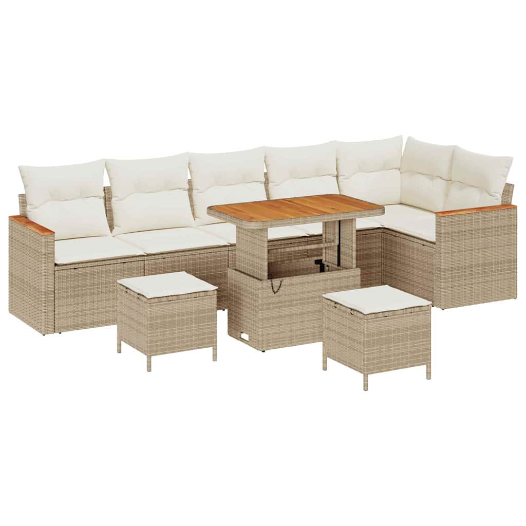 Tuin Sofa Set met kussen met opslag Beige Poly riet is nu te koop bij PeponiXL, paradijselijk wonen!