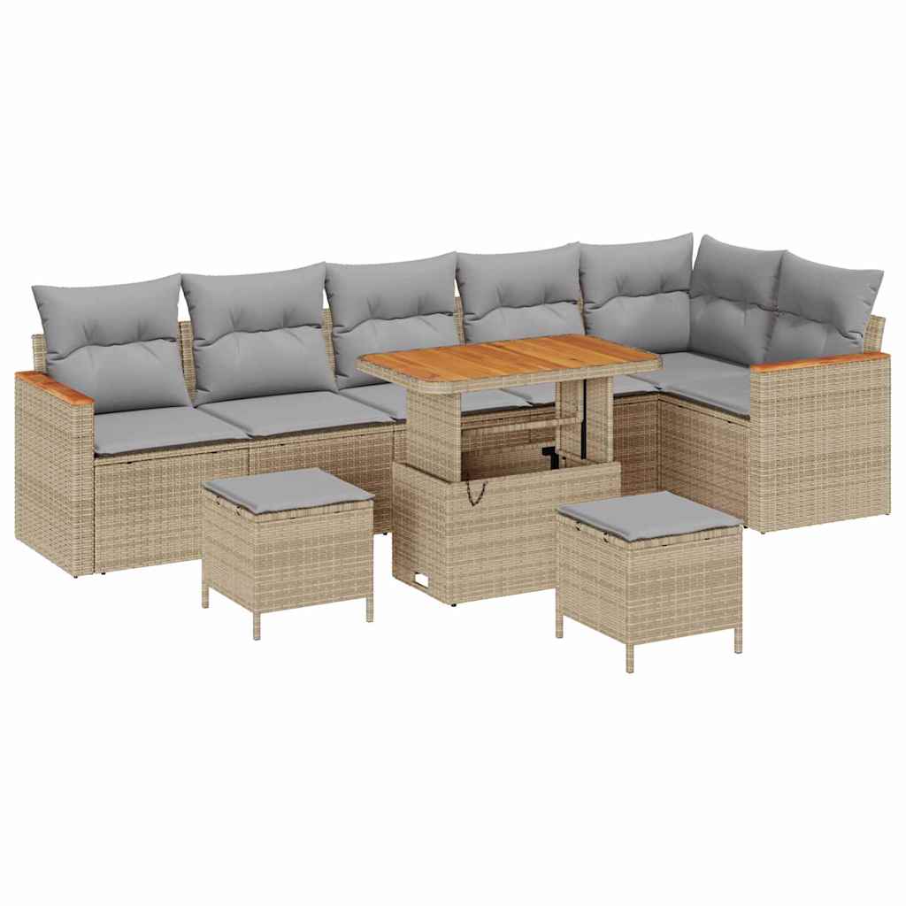 Tuin Sofa Set met kussen met opslag Beige Poly riet is nu te koop bij PeponiXL, paradijselijk wonen!