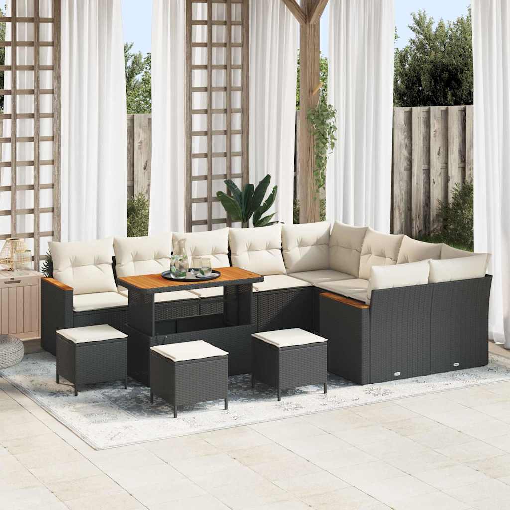 Tuin Sofa Set met kussen met opslag 13 pcs Zwart Poly Rattan is nu te koop bij PeponiXL, paradijselijk wonen!