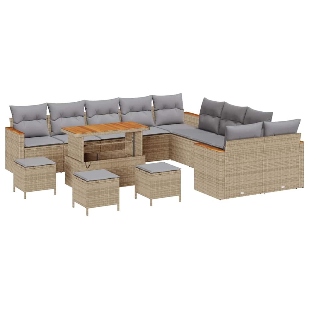 Tuinbankenset 18 pcs Beige en Licht Grijs poly rattan is nu te koop bij PeponiXL, paradijselijk wonen!
