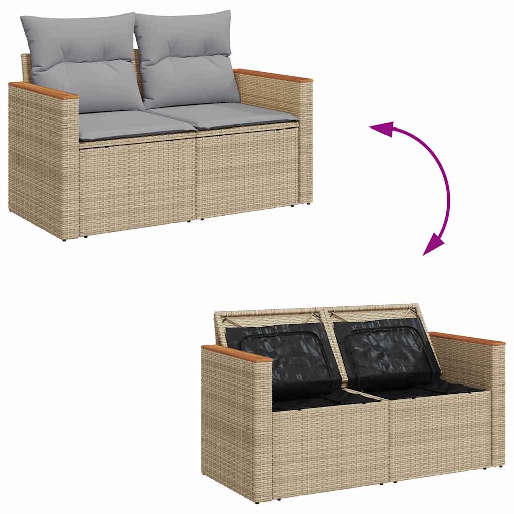 Tuinbankenset 18 pcs Beige en Licht Grijs poly rattan is nu te koop bij PeponiXL, paradijselijk wonen!