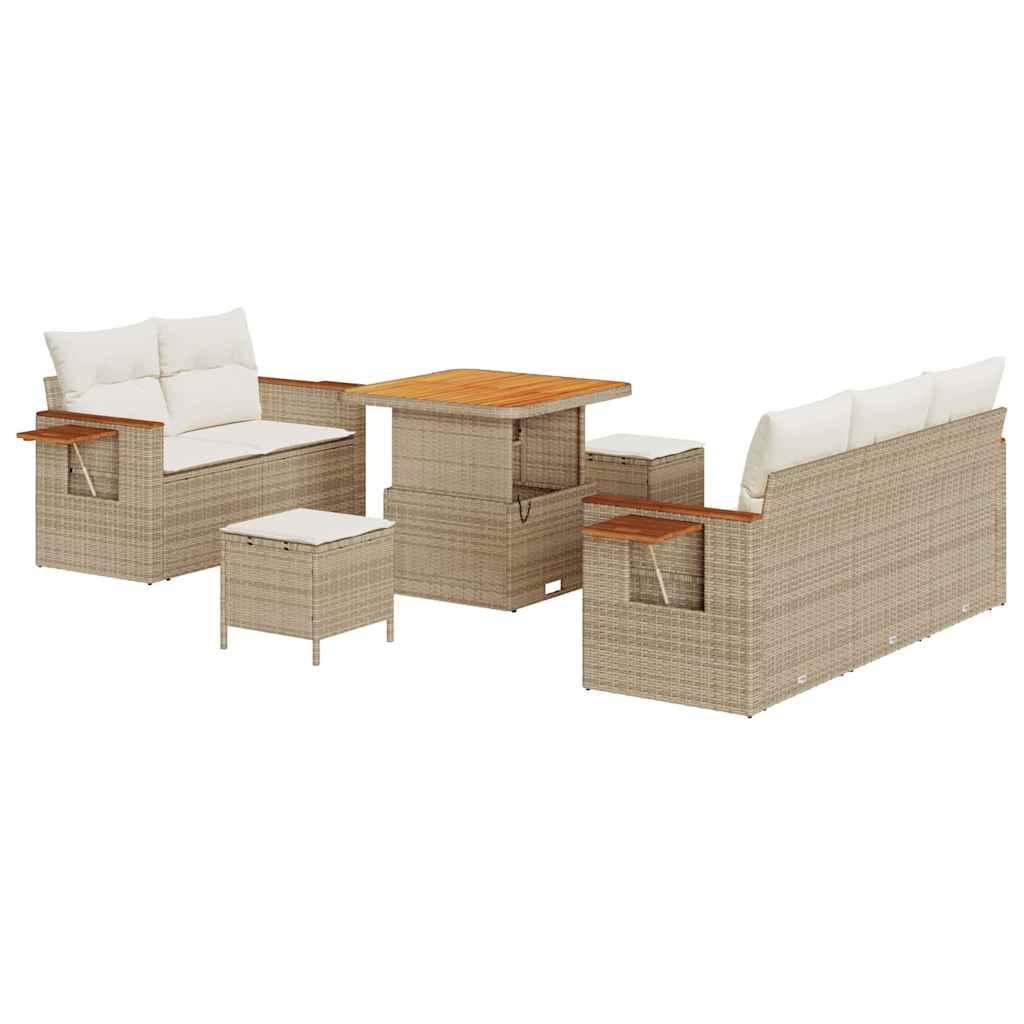 Tuinbankenset met kussen 10 pcs Beige en Crème poly rattan is nu te koop bij PeponiXL, paradijselijk wonen!