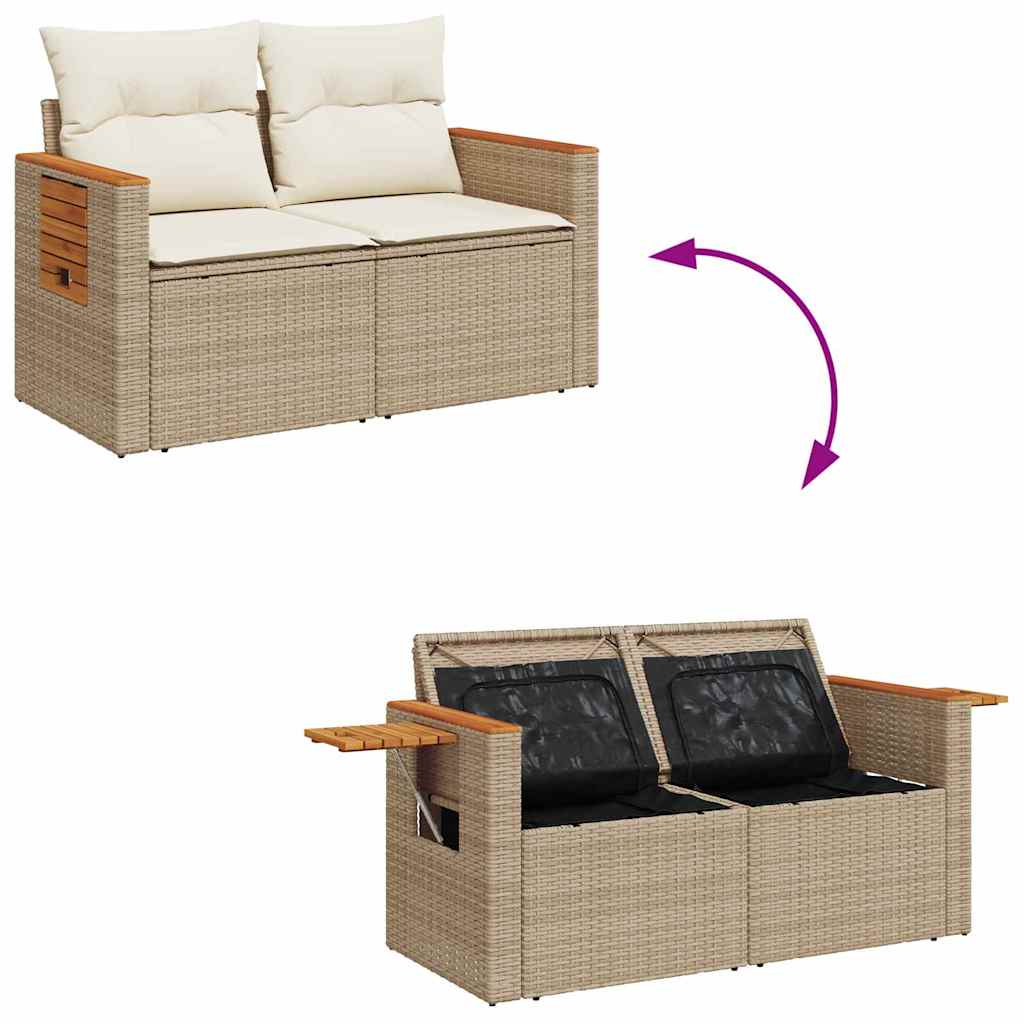 Tuinbankenset met kussen 10 pcs Beige en Crème poly rattan is nu te koop bij PeponiXL, paradijselijk wonen!