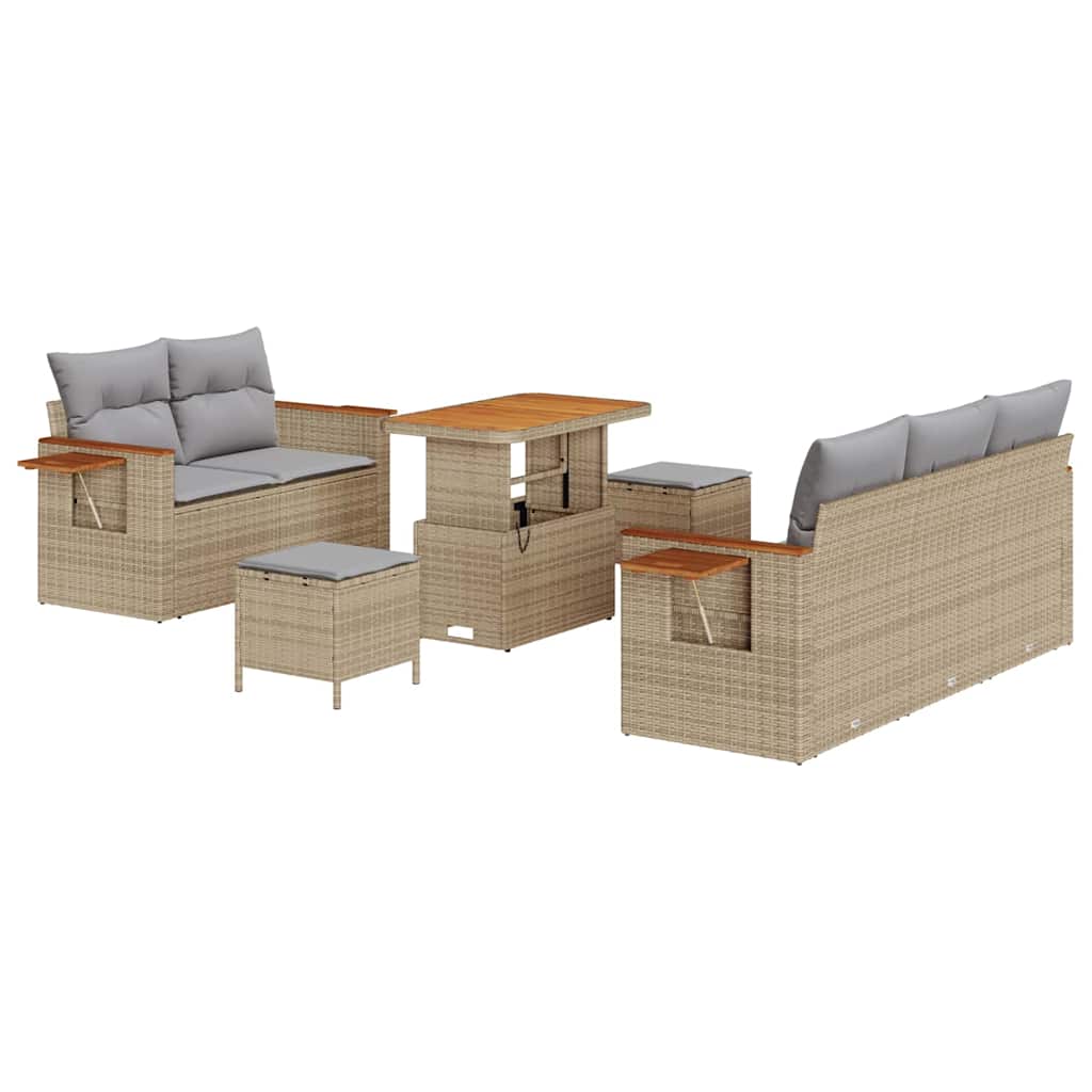 Tuinbankenset 10 pcs Beige en Licht Grijs poly rattan is nu te koop bij PeponiXL, paradijselijk wonen!